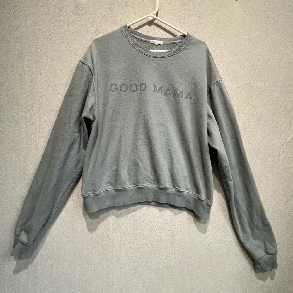 Good American Good Momma Gray Crew Neck Sweatshirt Sz 4 Oversized
